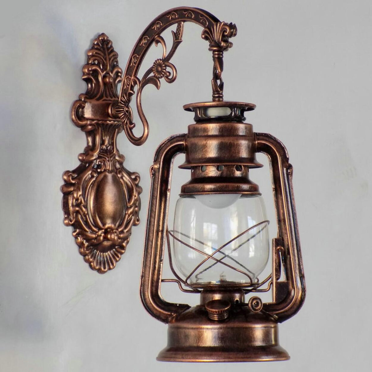 Vintage Silver Outdoor Lantern Waterproof Wall Sconce Image - 8