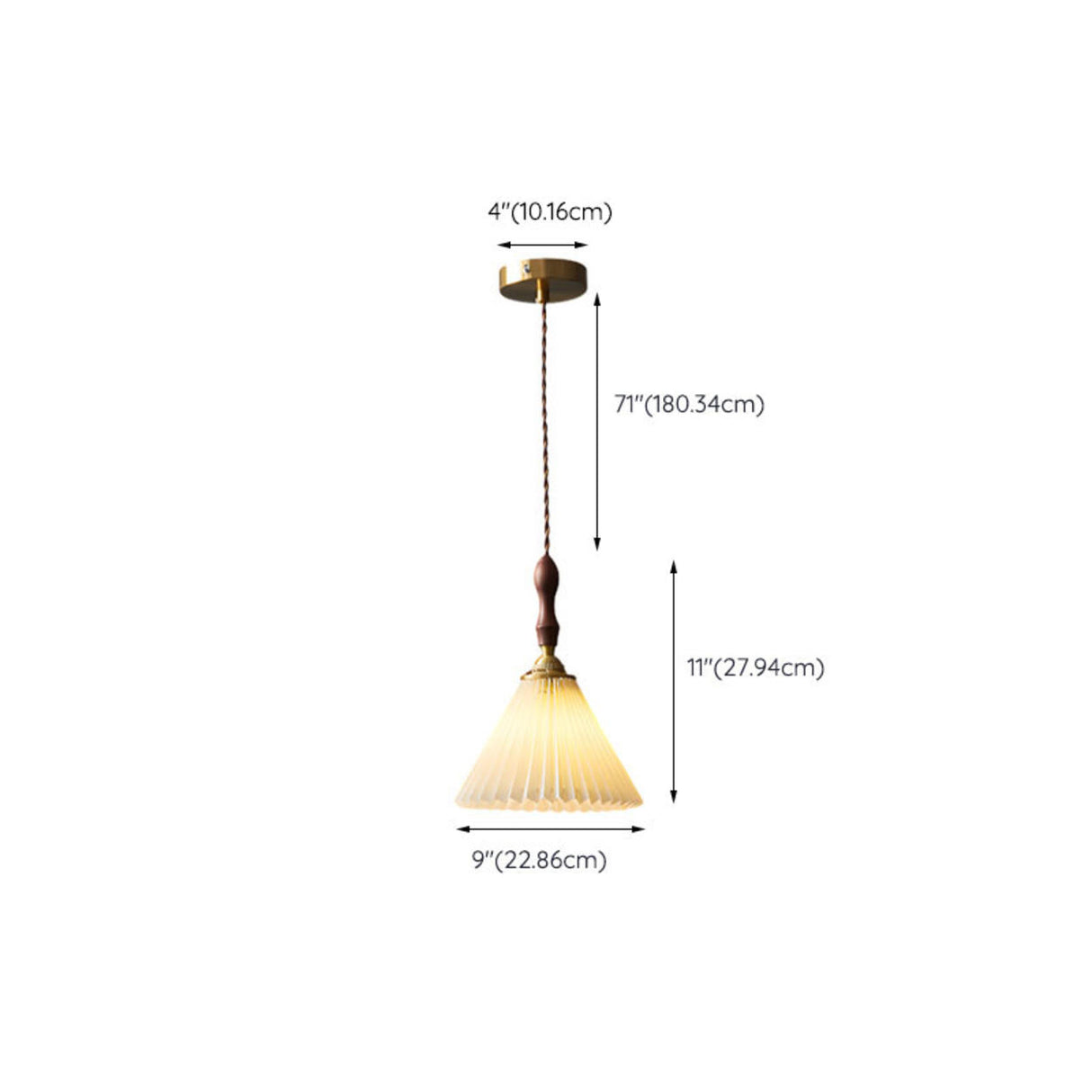 Vintage Simple White Pleat Cloth Cone Pendant Light