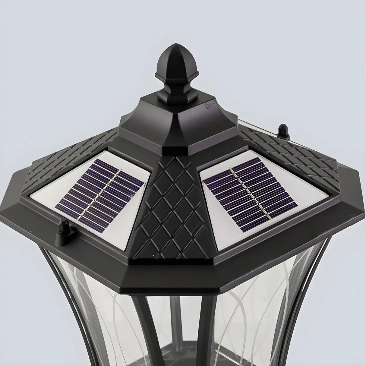Vintage Solar Glass Lantern Outdoor Garden Post Light Image - 11