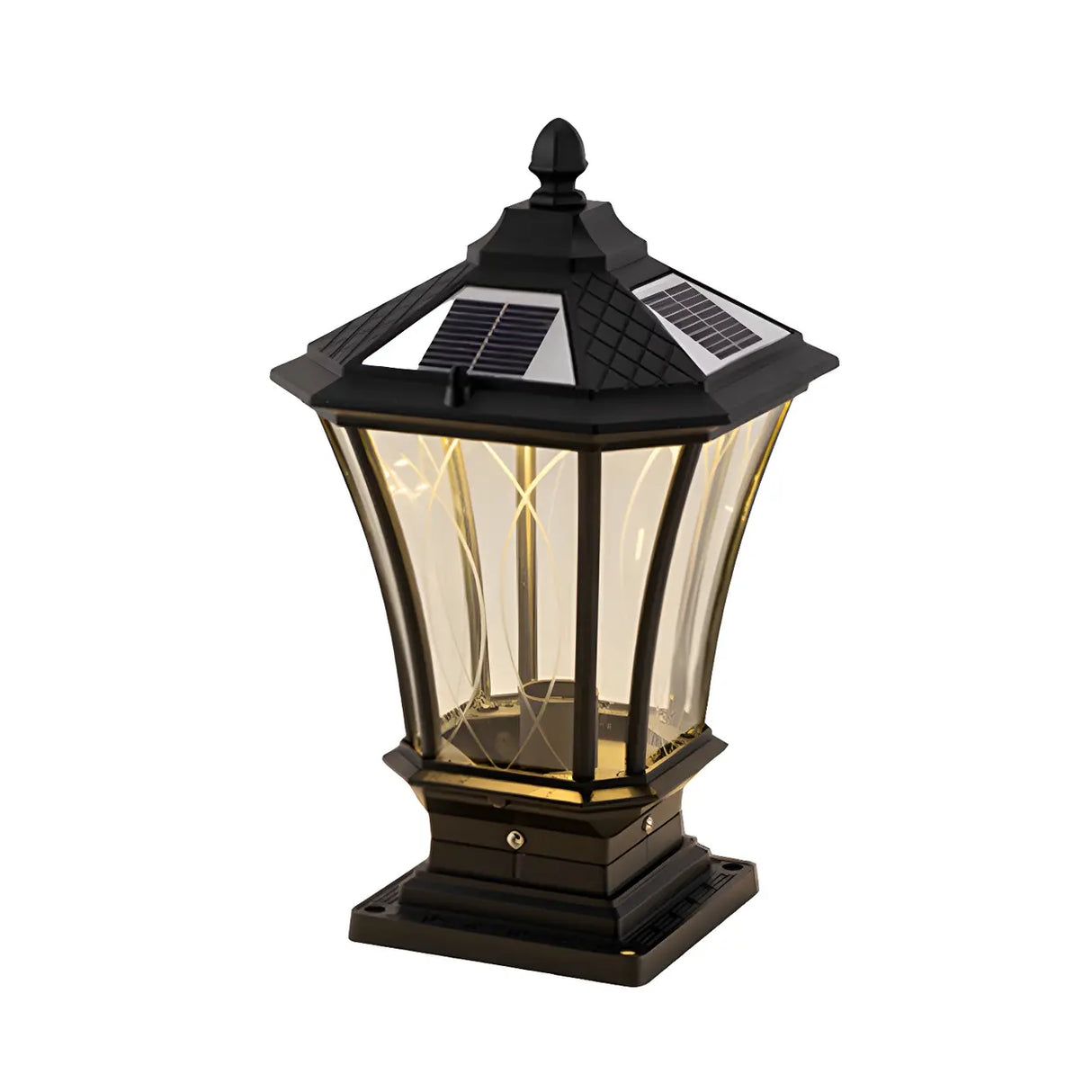Vintage Solar Glass Lantern Outdoor Garden Post Light Image - 5