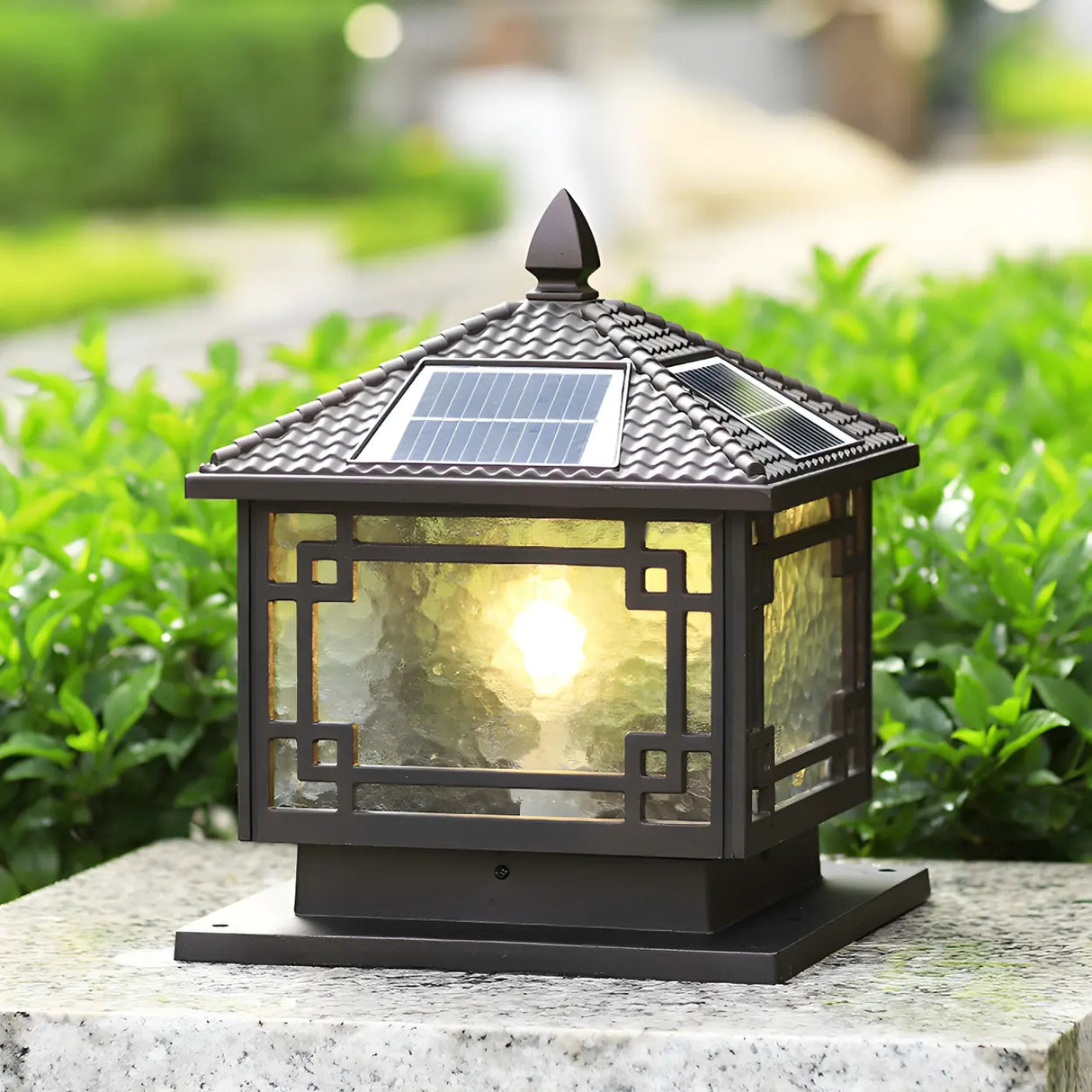 Vintage Solar Lantern Garden Bronze LED Outdoor Lamp Image - 1