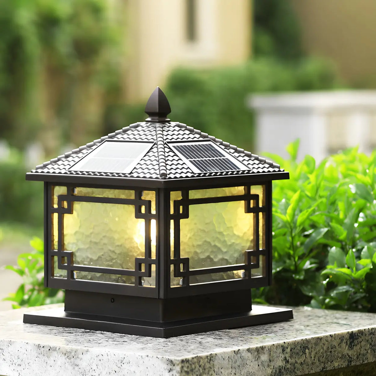 Vintage Solar Lantern Garden Bronze LED Outdoor Lamp Image - 4