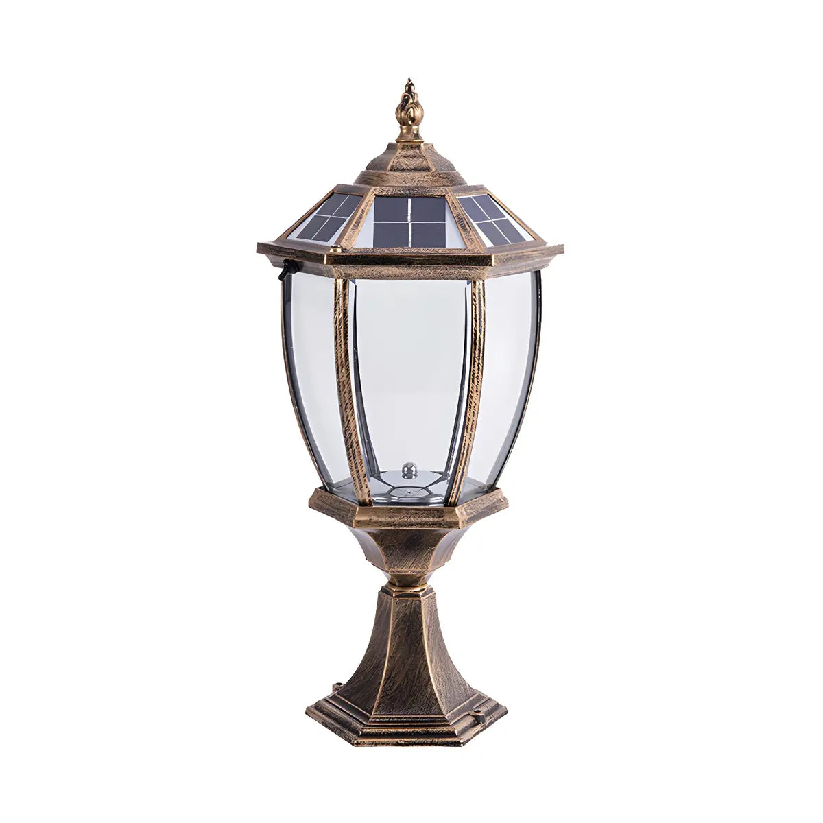 Vintage Solar Lantern Outdoor Garden Column Light Gold Image - 5