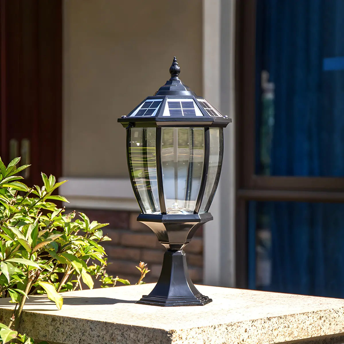 Vintage Solar Lantern Outdoor Garden Column Light Gold Image - 6