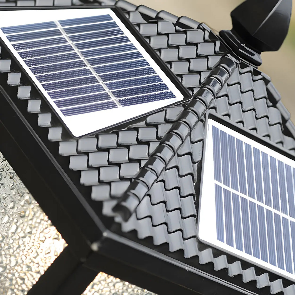 Vintage Solar Lantern Square Metal Outdoor Post Light Image - 10
