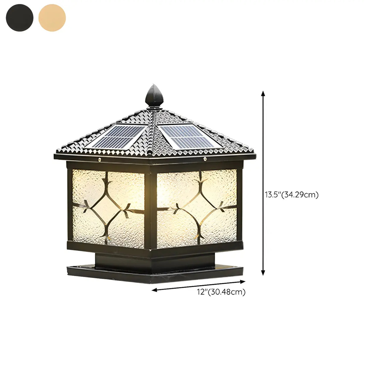 Vintage Solar Lantern Square Metal Outdoor Post Light Image - 18