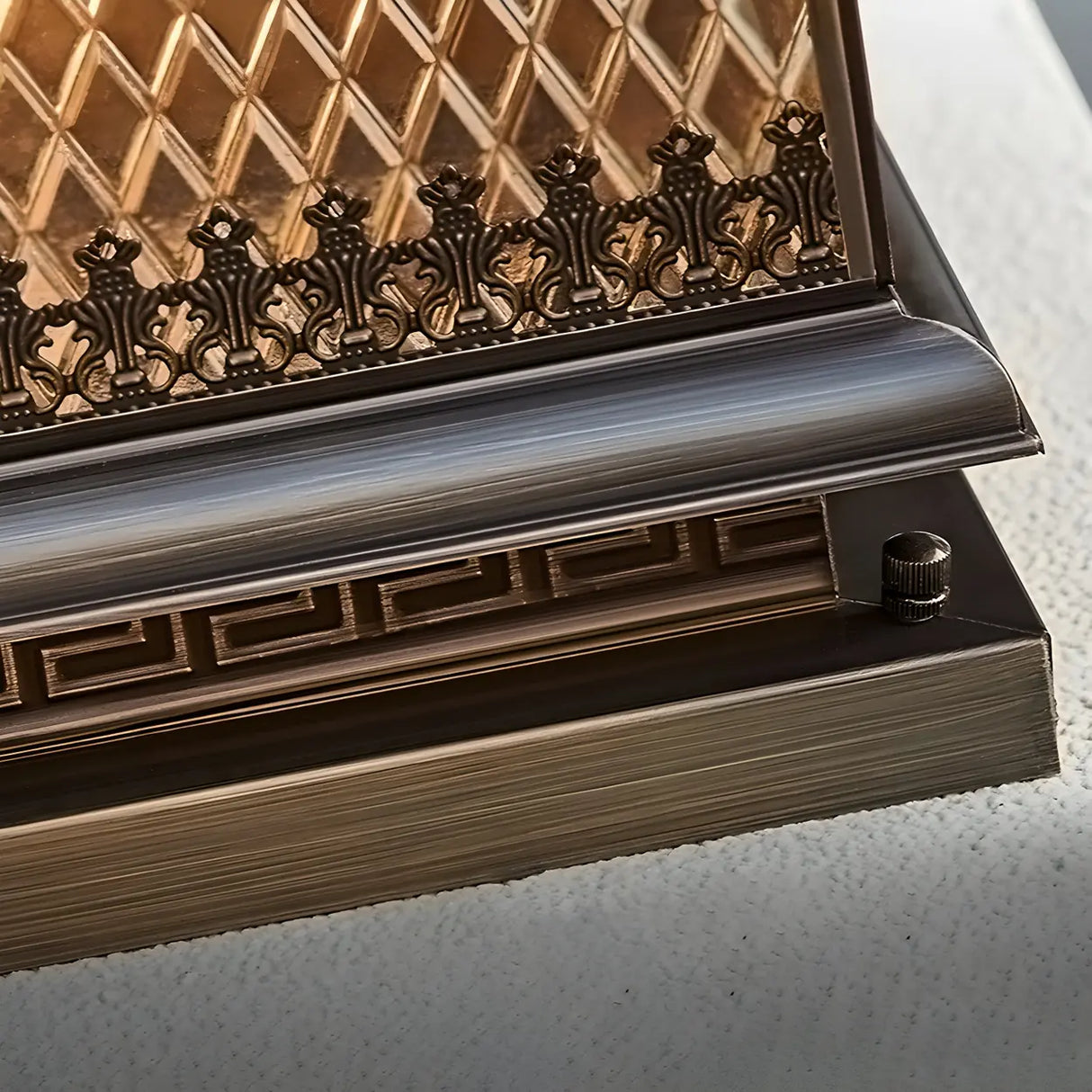 Vintage Square Glass Outdoor Metal Lantern Pillar Light Image - 10