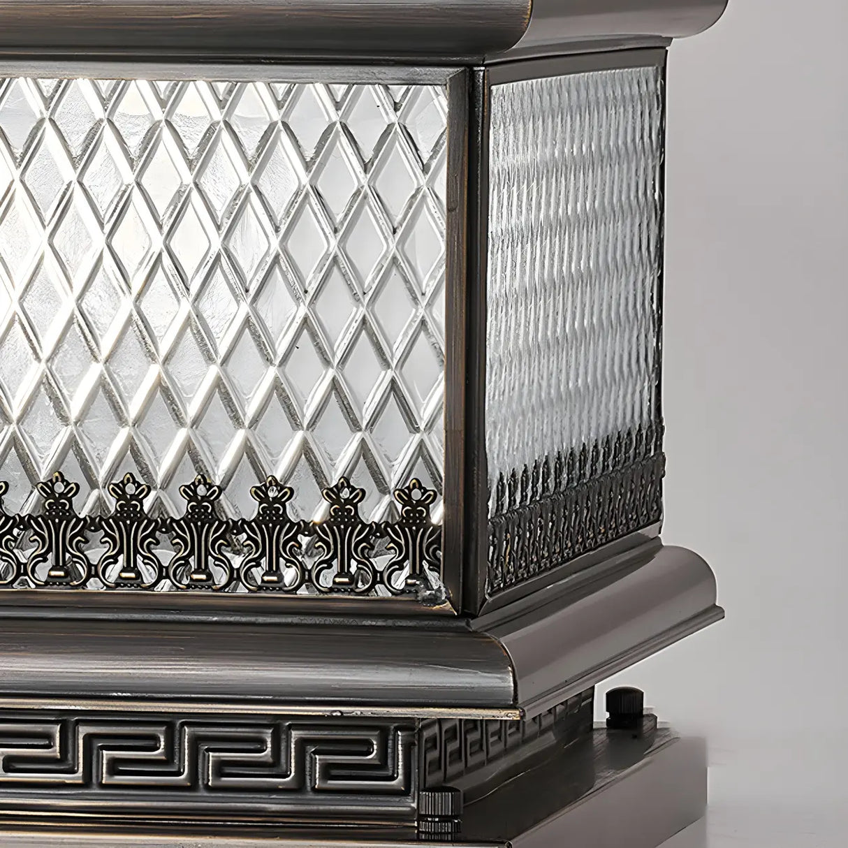 Vintage Square Metal Outdoor Post Table Lamp Bronze Image - 11