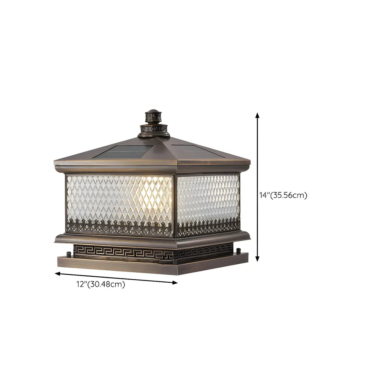 Vintage Square Metal Outdoor Post Table Lamp Bronze Image - 18