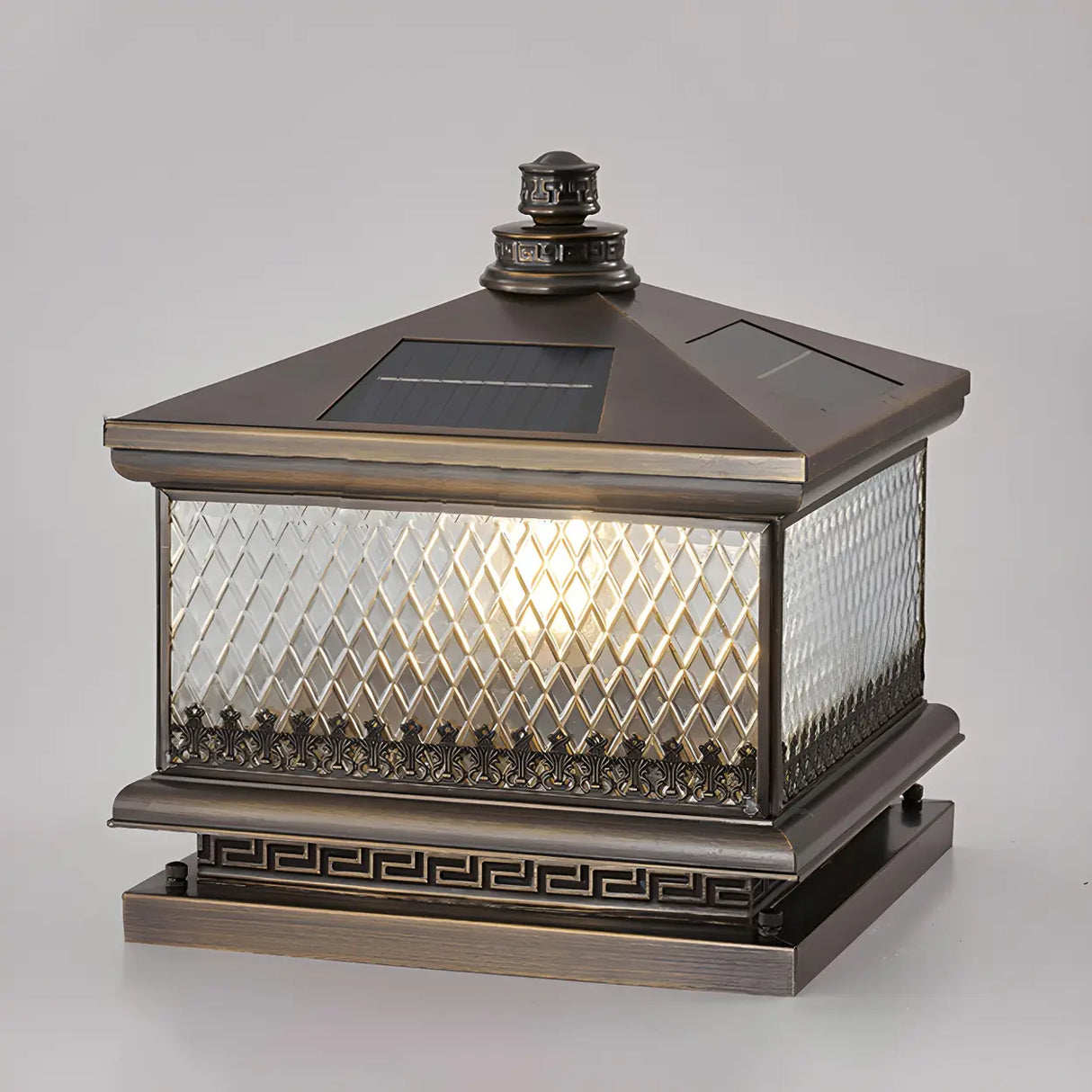 Vintage Square Metal Outdoor Post Table Lamp Bronze Image - 2