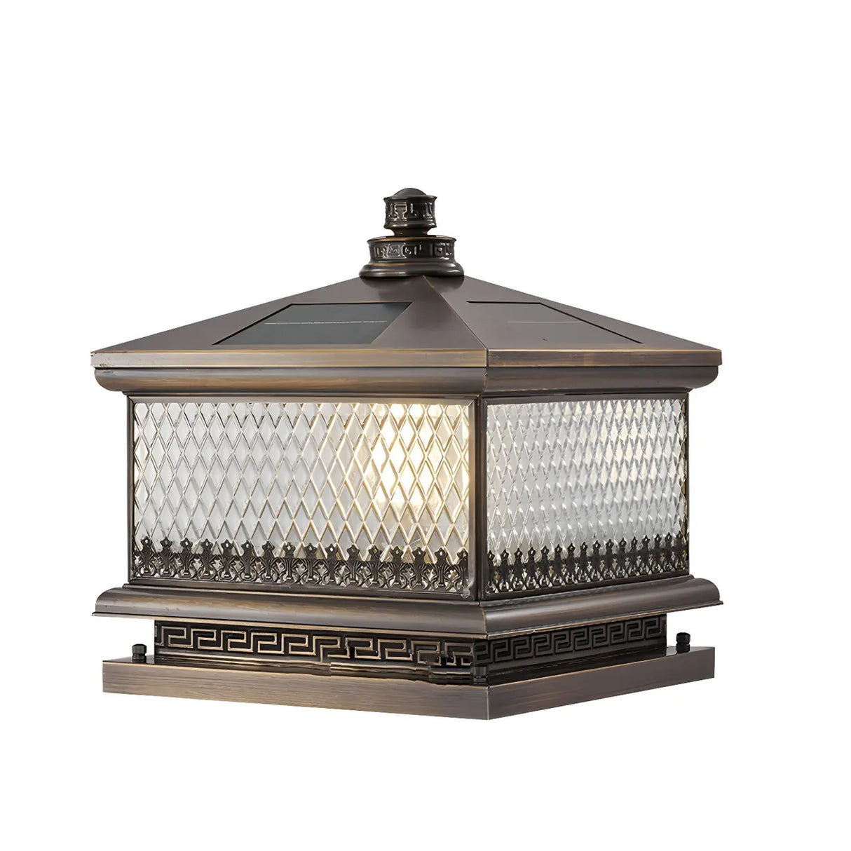 Vintage Square Metal Outdoor Post Table Lamp Bronze Image - 6