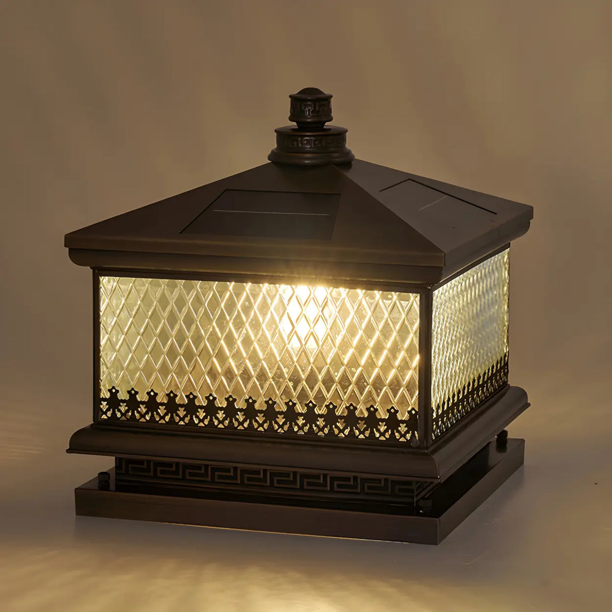 Vintage Square Metal Outdoor Post Table Lamp Bronze Image - 7