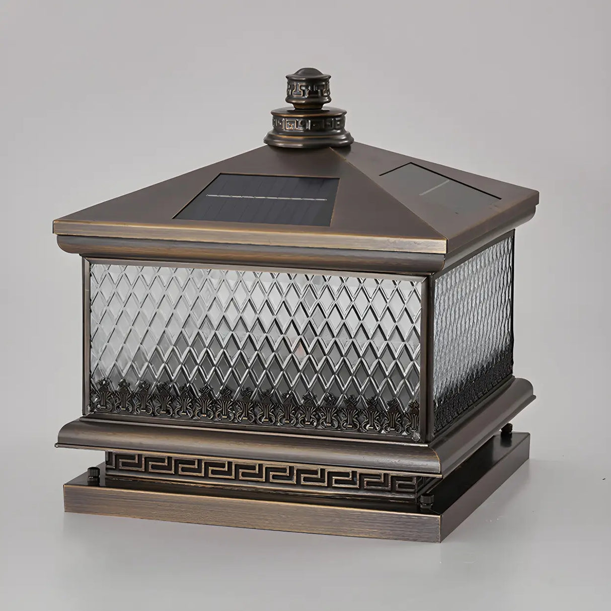 Vintage Square Metal Outdoor Post Table Lamp Bronze Image - 9