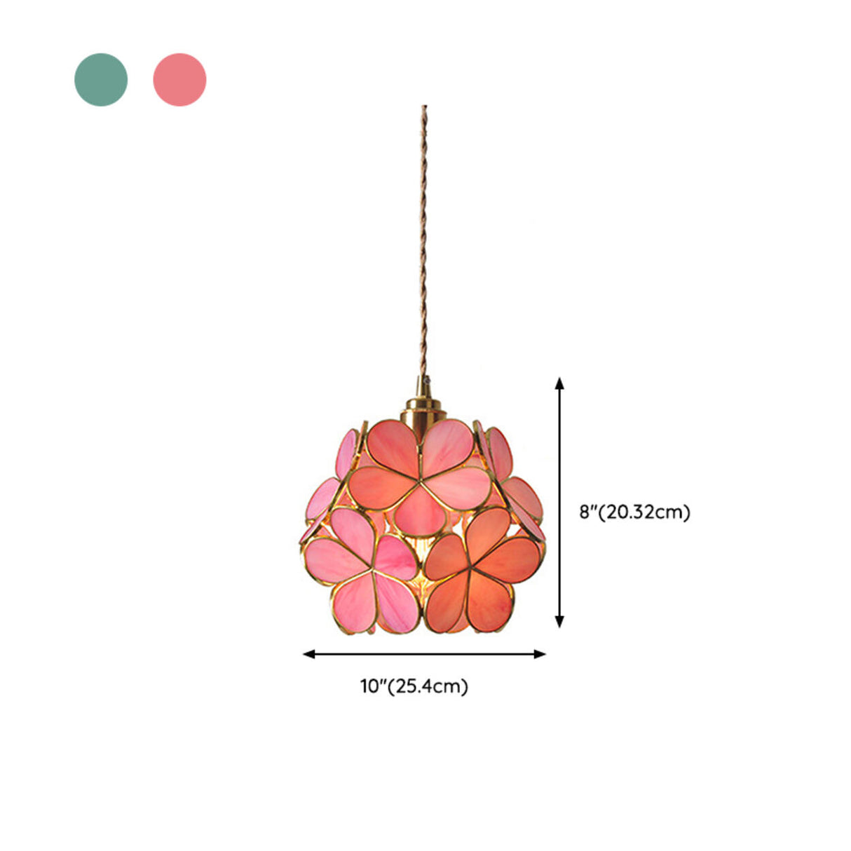 Vintage Stained Glass Green Floral Ball Pendant Light