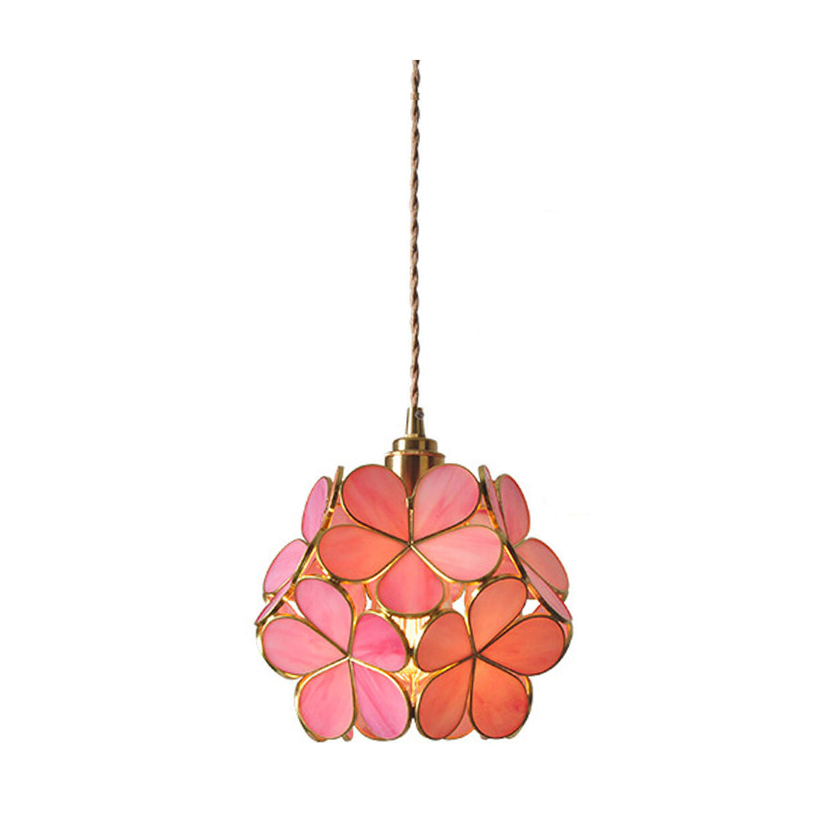 Vintage Stained Glass Green Floral Ball Pendant Light Image - 5