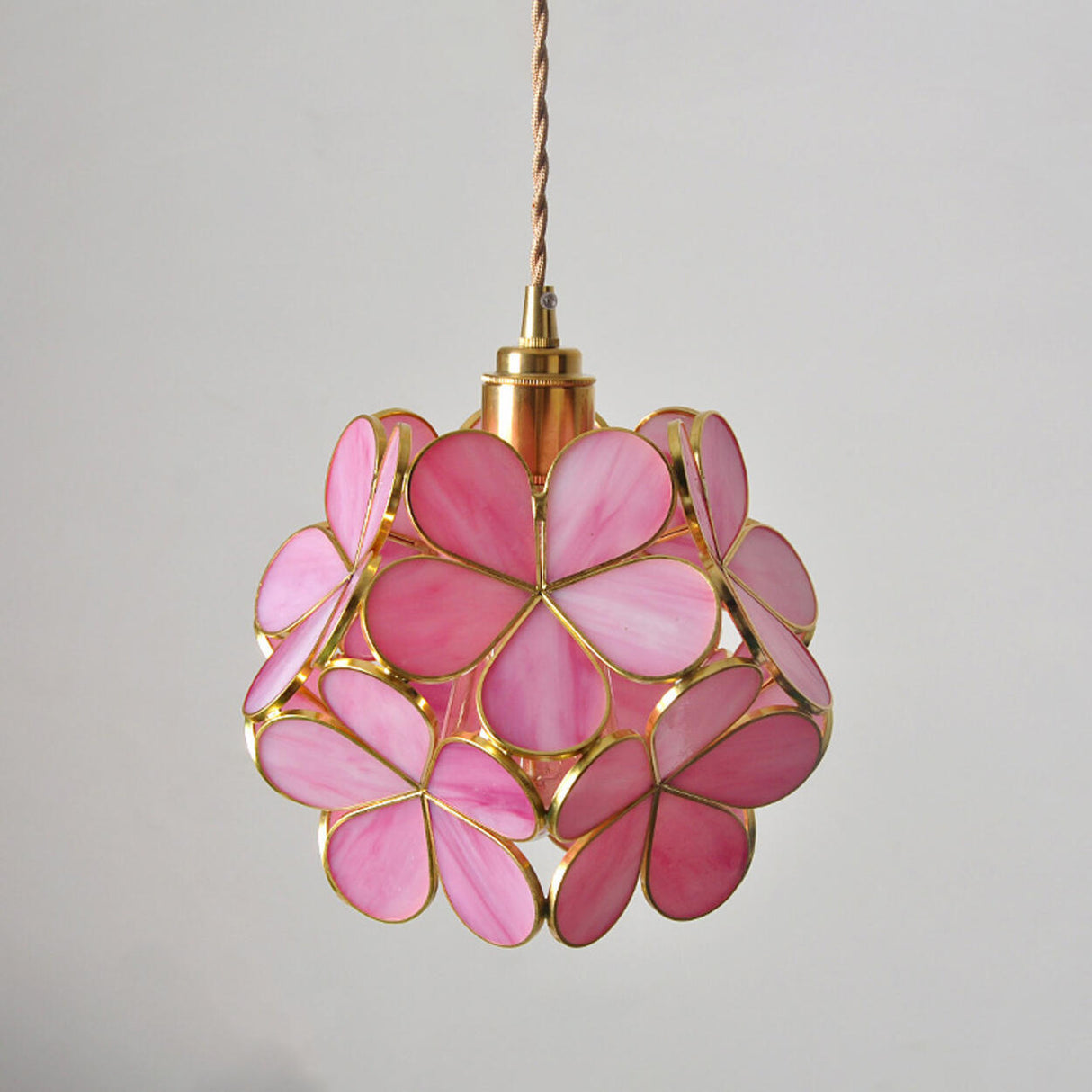 Vintage Stained Glass Green Floral Ball Pendant Light Image - 6