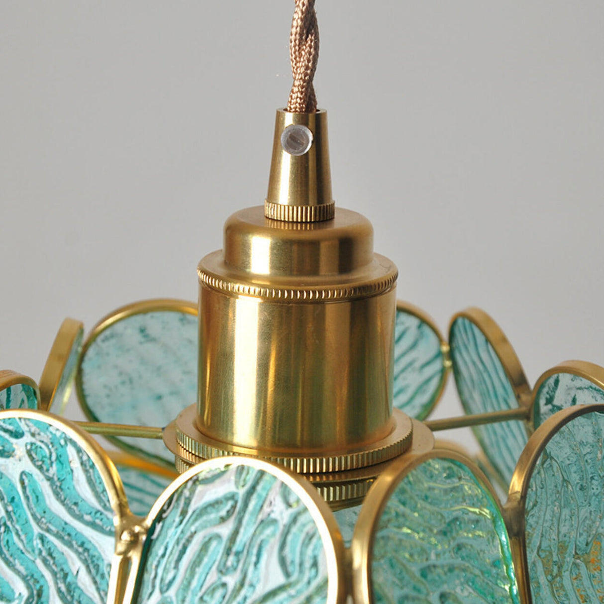 Vintage Stained Glass Green Floral Ball Pendant Light Image - 7