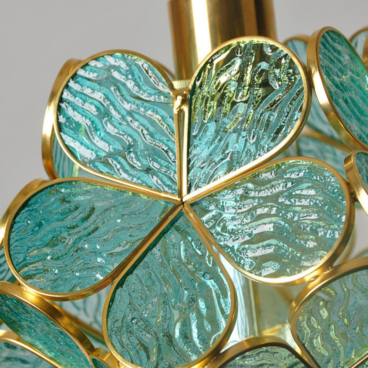 Vintage Stained Glass Green Floral Ball Pendant Light Image - 8