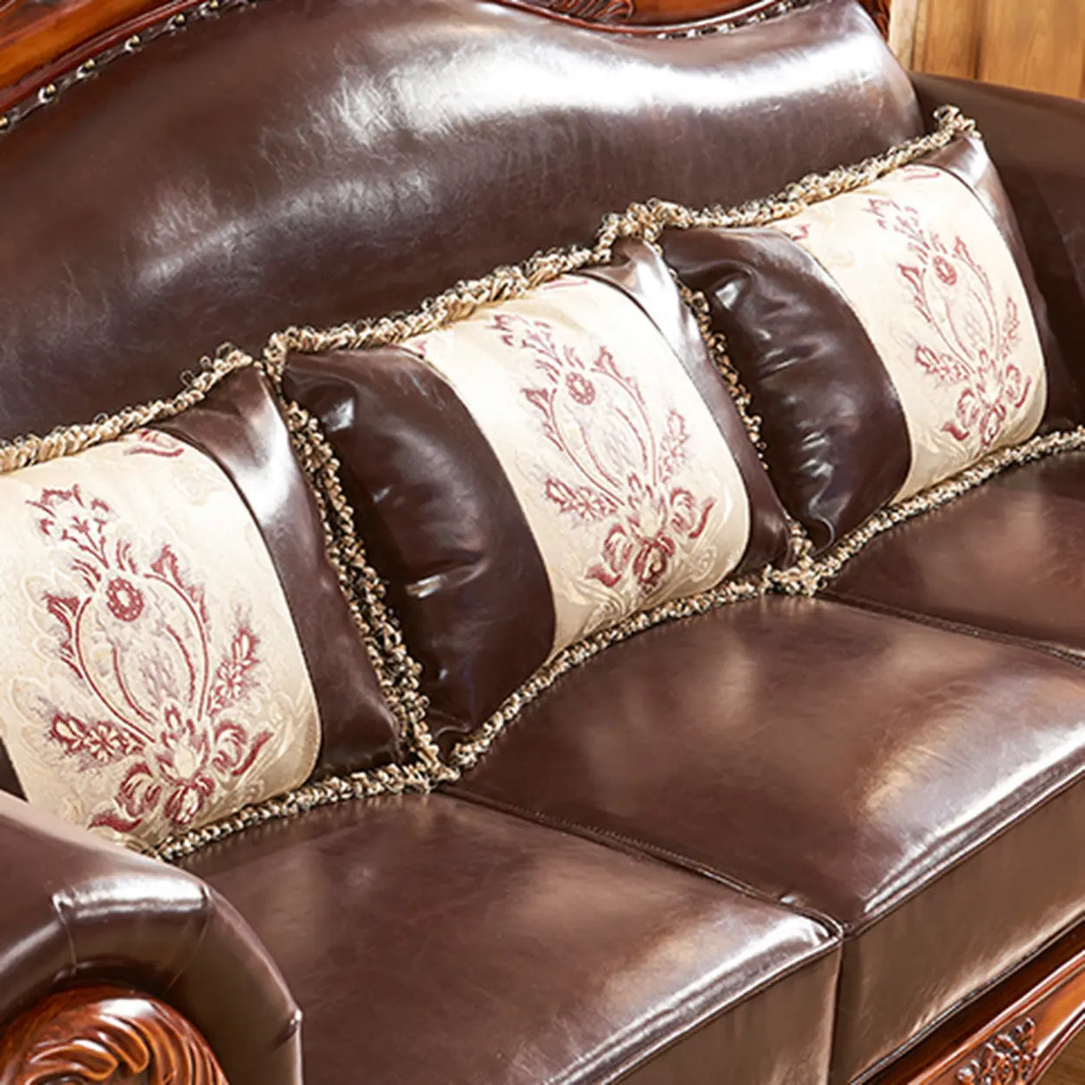 Vintage Tear Resistant Oiled Leather Flared Arm Sofa Image - 10