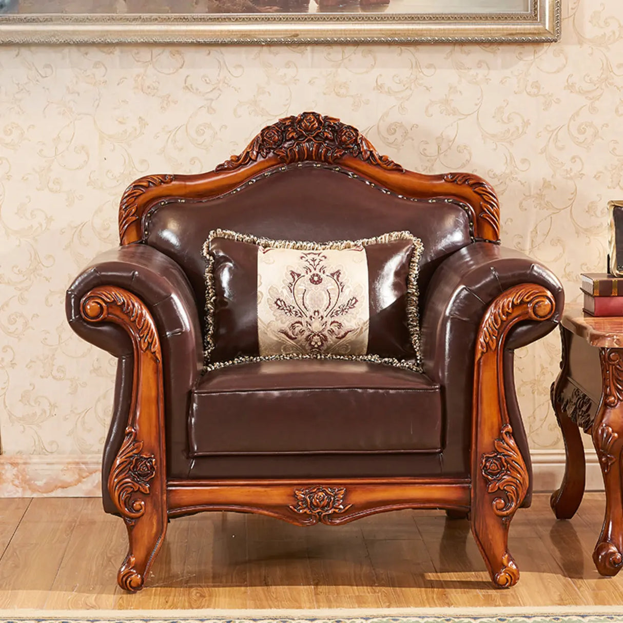 Vintage Tear Resistant Oiled Leather Flared Arm Sofa Image - 2