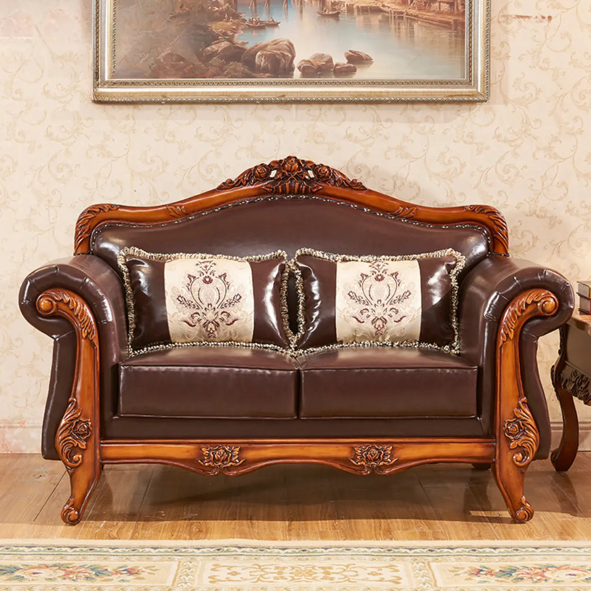 Vintage Tear Resistant Oiled Leather Flared Arm Sofa Image - 3