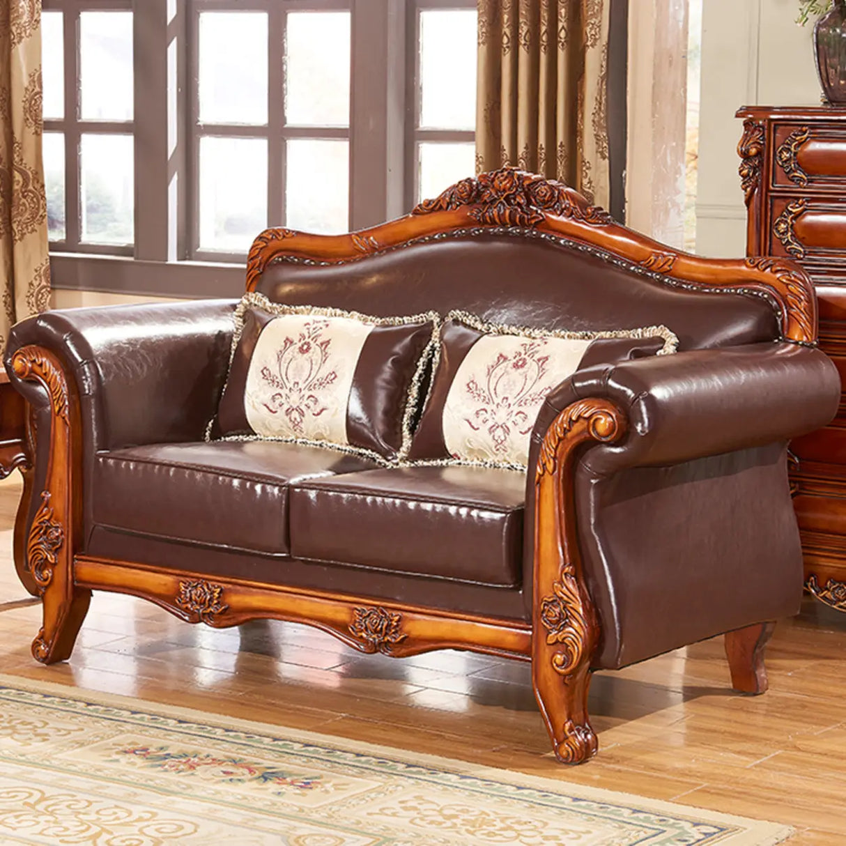 Vintage Tear Resistant Oiled Leather Flared Arm Sofa Image - 4