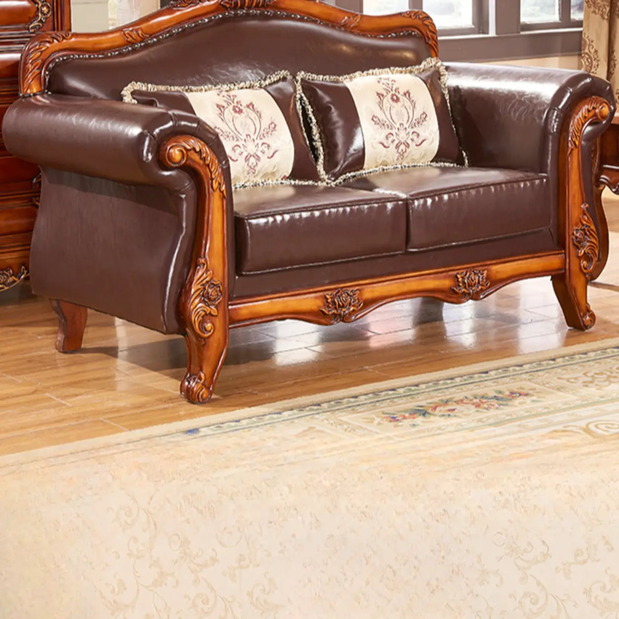 Vintage Tear Resistant Oiled Leather Flared Arm Sofa Image - 6