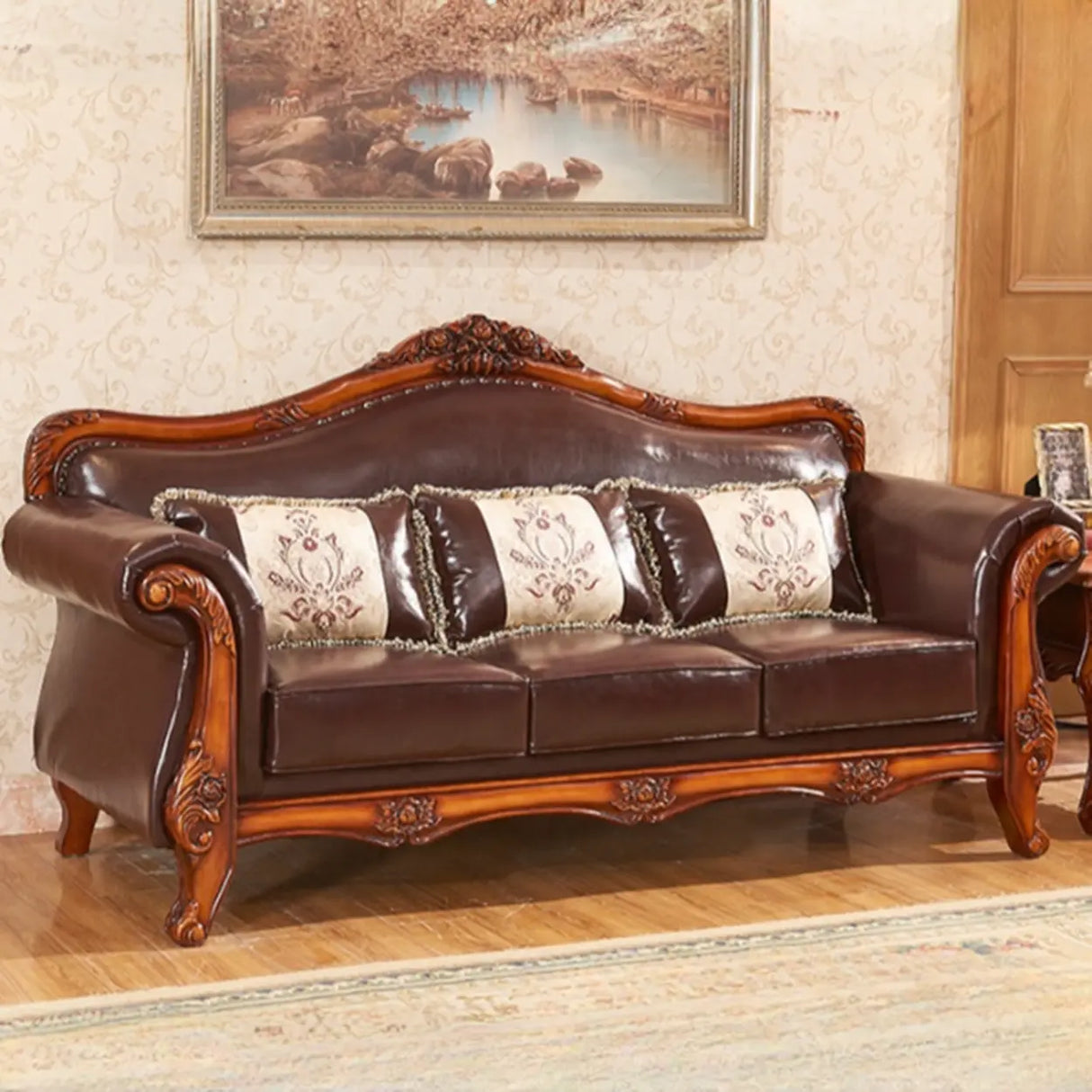 Vintage Tear Resistant Oiled Leather Flared Arm Sofa Image - 7