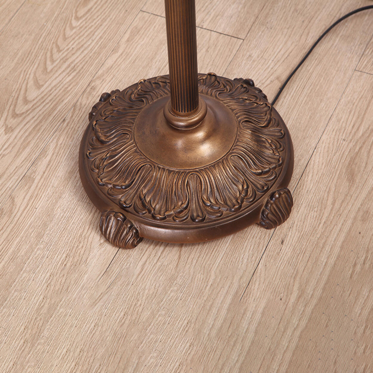 Vintage Tiffany Style Dome Stained Glass Floor Lamp Image - 3