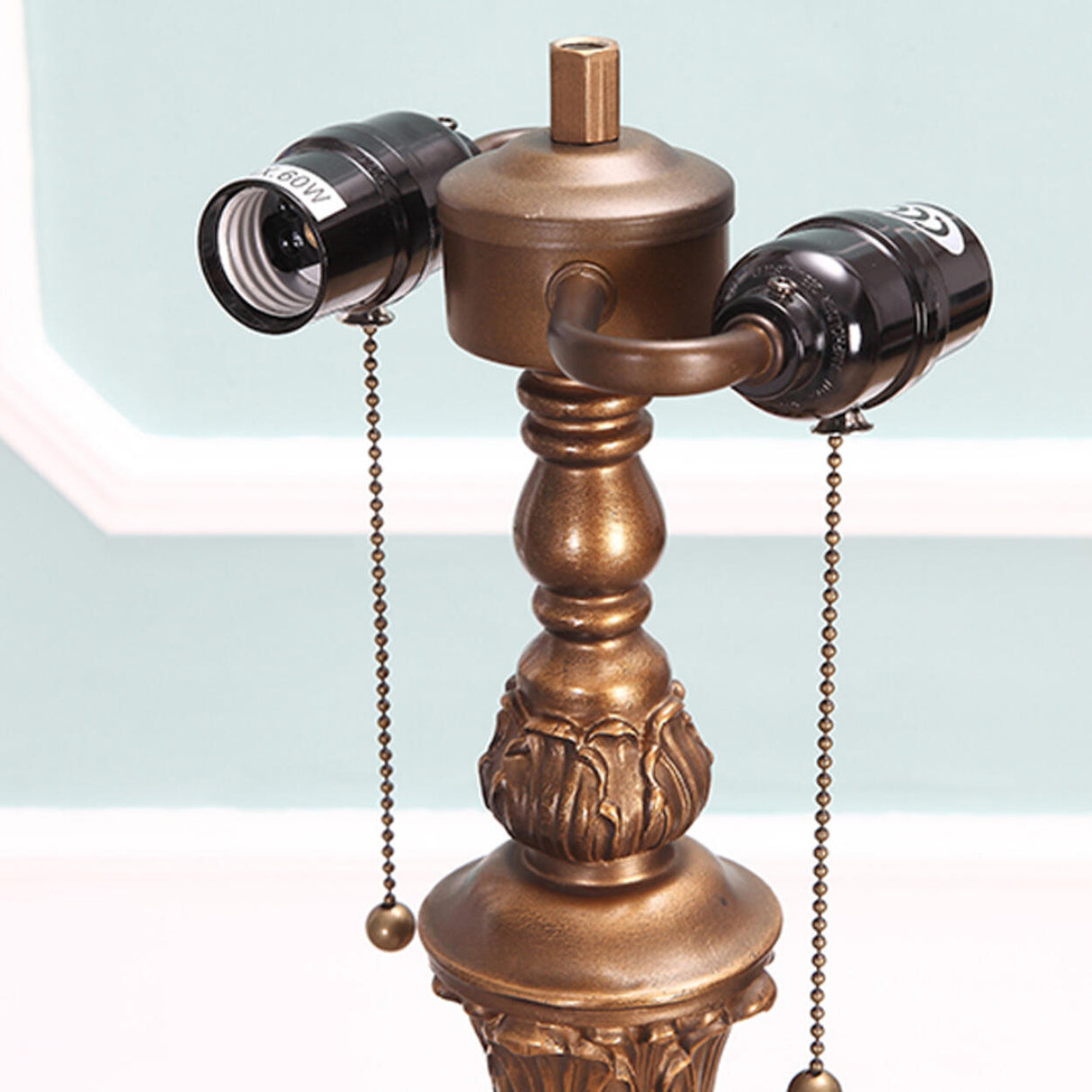 Vintage Tiffany Style Dome Stained Glass Floor Lamp Image - 4