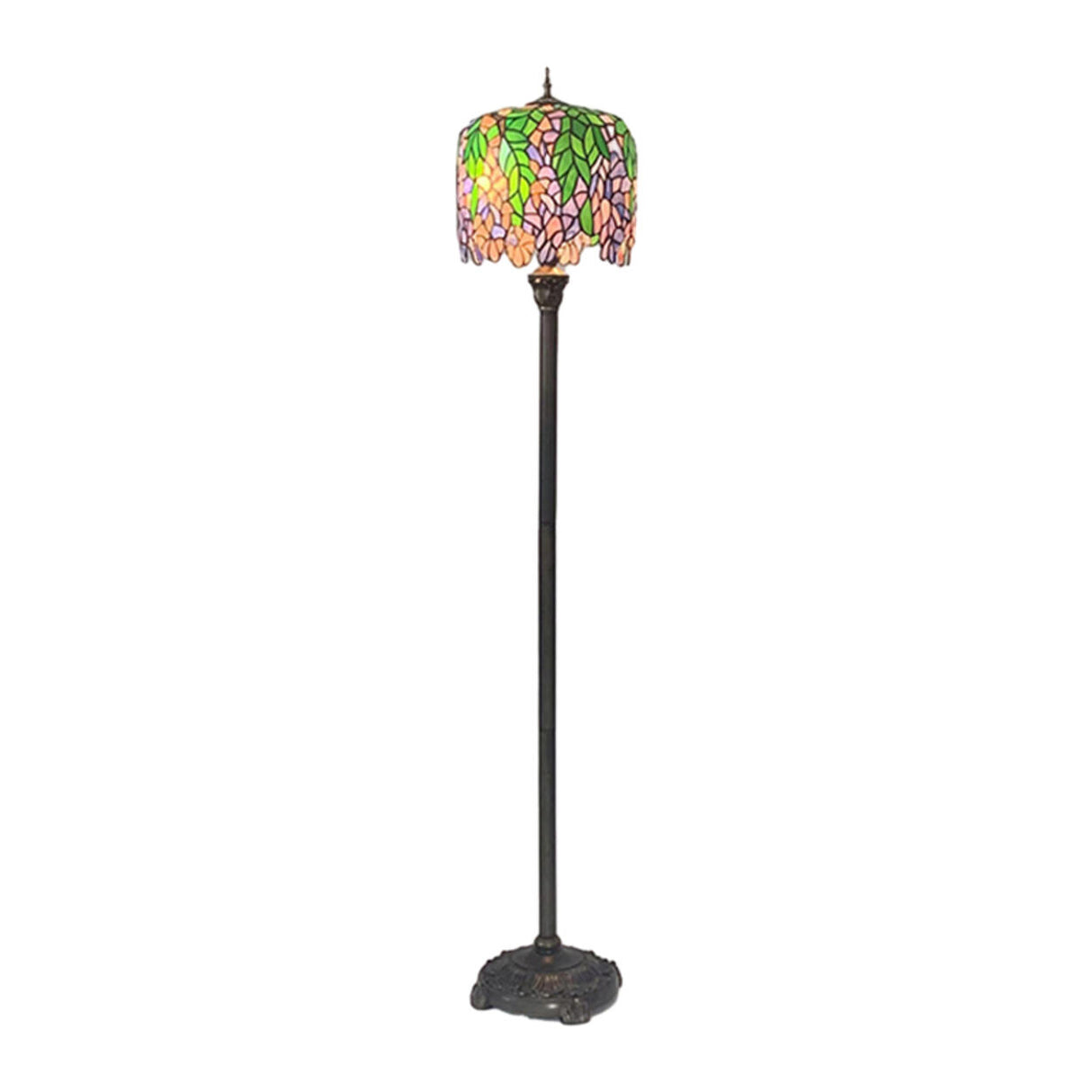Vintage Tiffany Style Stained Dome Glass Floor Lamp Image - 5