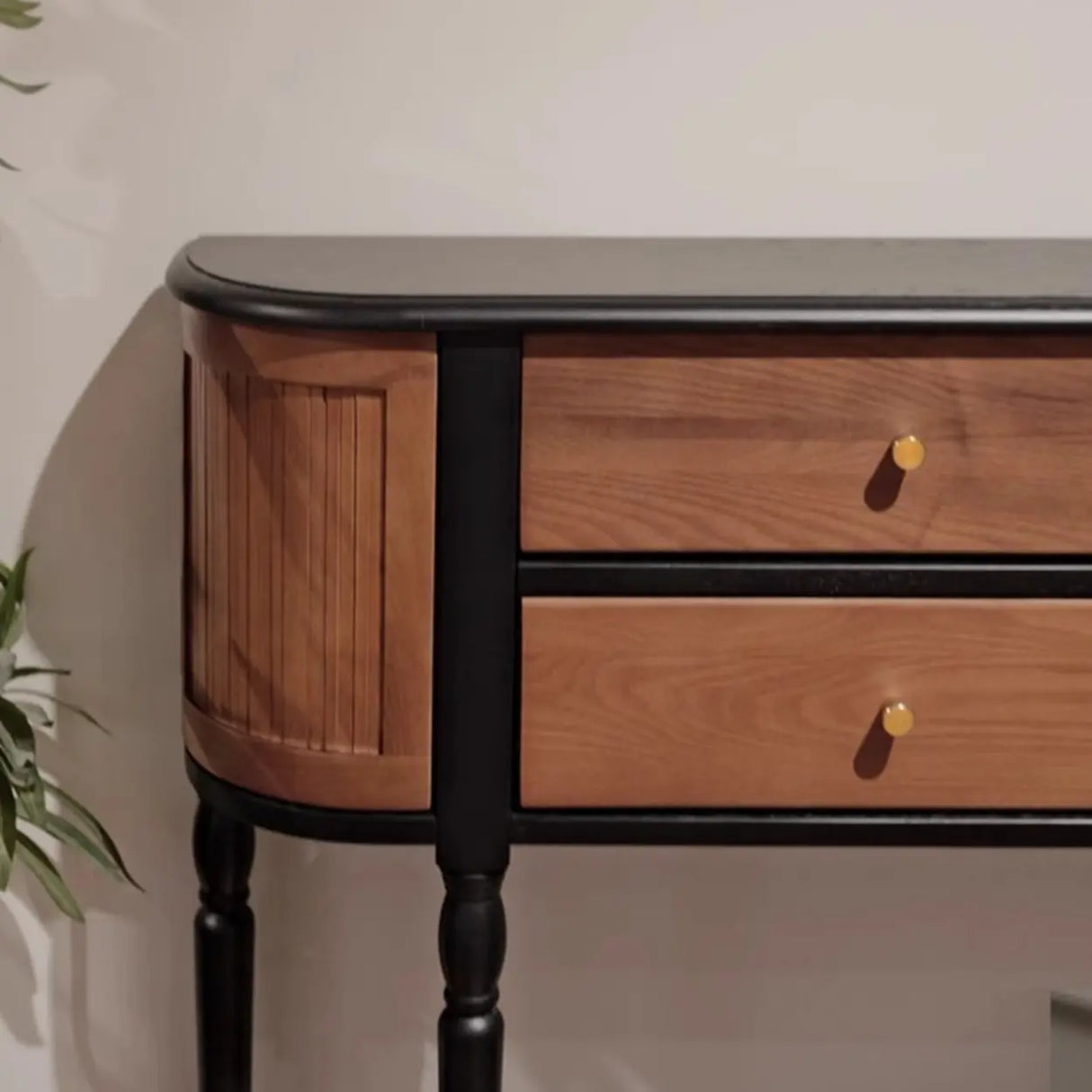 Vintage Two-Drawer Wood Narrow Console Table with Shelf Image - 5