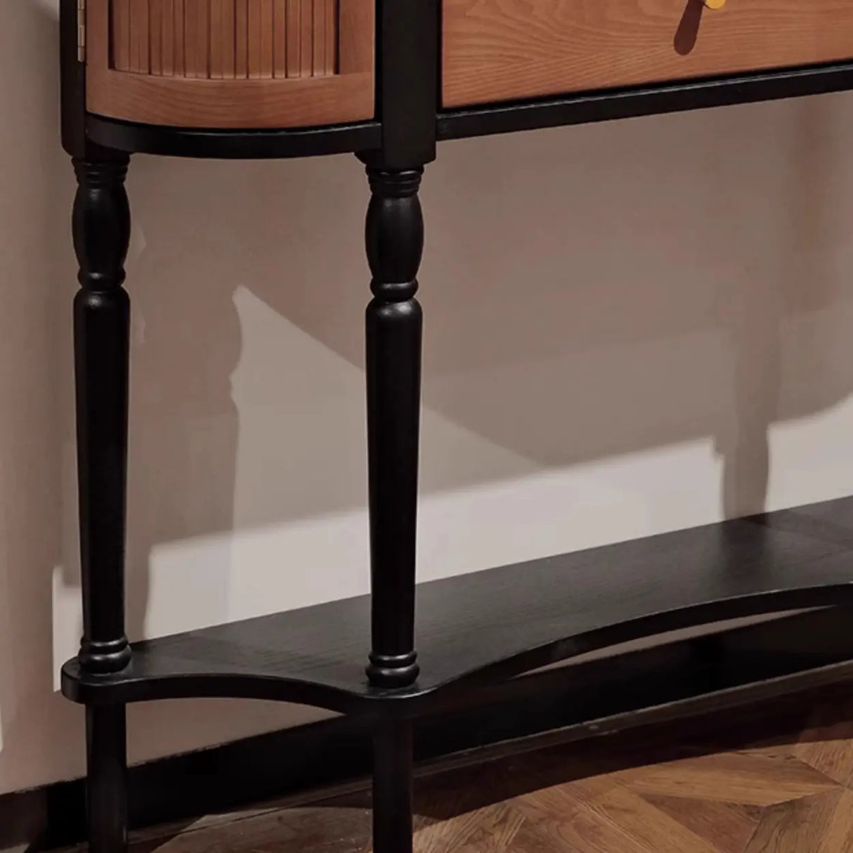 Vintage Two-Drawer Wood Narrow Console Table with Shelf Image - 7