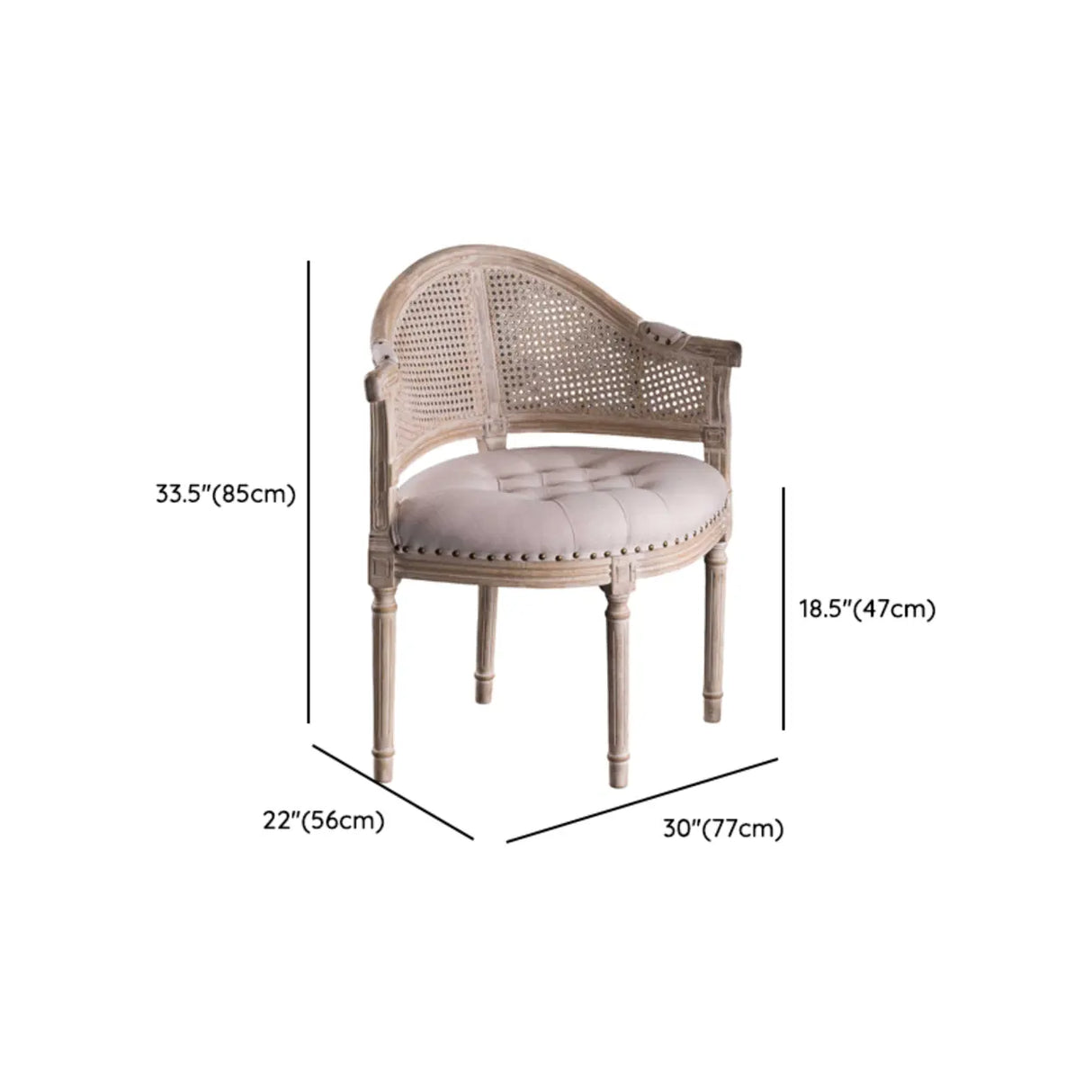 Vintage Upholstered Distressed Wood Cane Back Dining Chair Image - 10