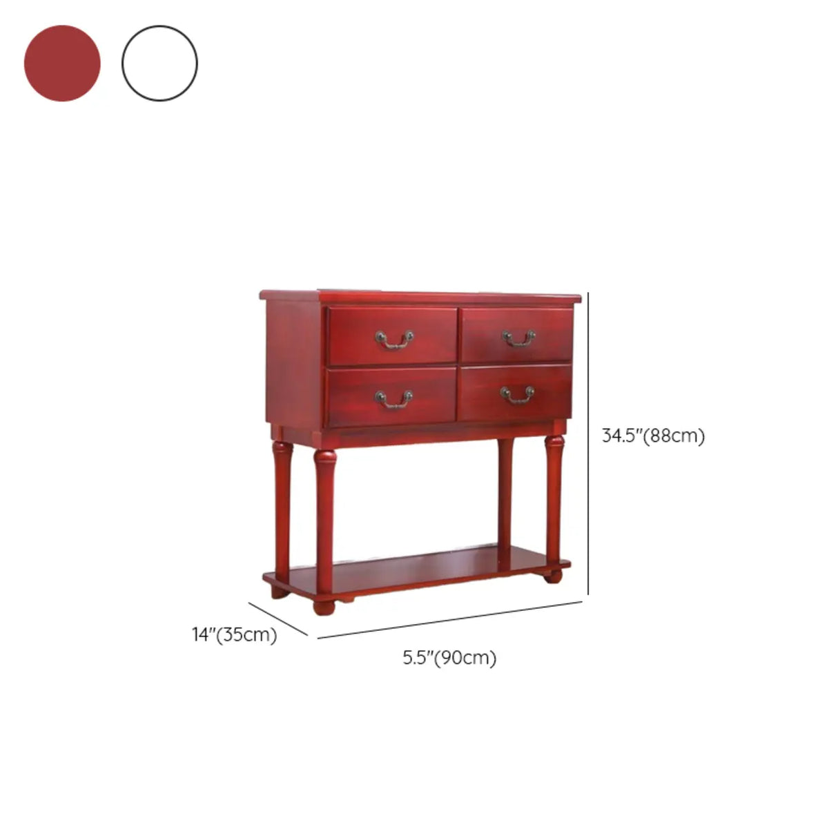 Vintage Walnut Wood Tall Console Table with Drawers Image - 22