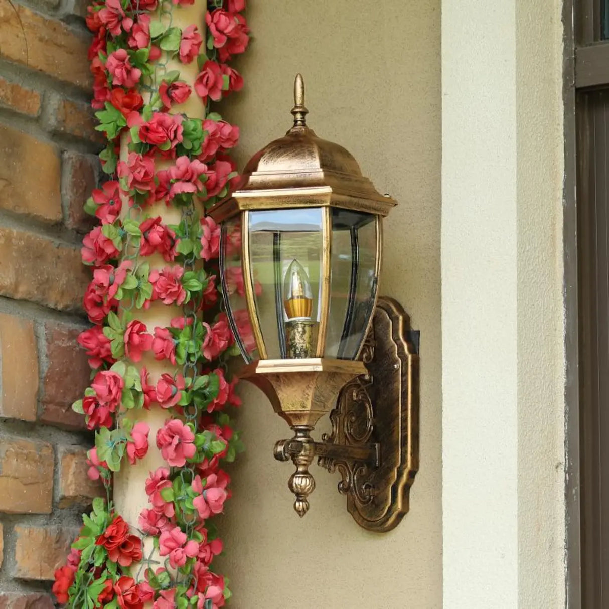 Vintage Waterproof Brass Exterior Wall Lantern Light Image - 1