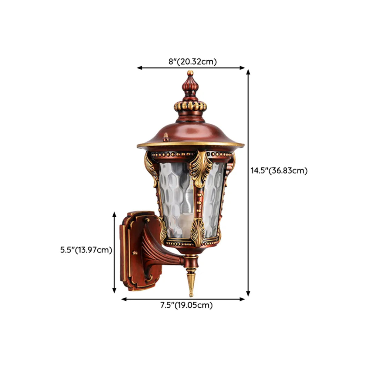 Vintage Waterproof Brass Exterior Wall Lantern Light Image - 22