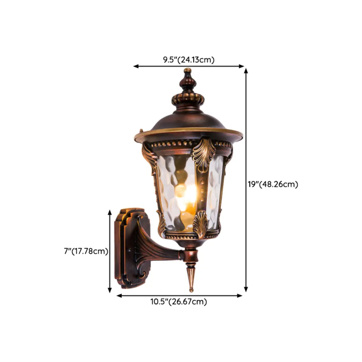 Vintage Waterproof Brass Exterior Wall Lantern Light Image - 23