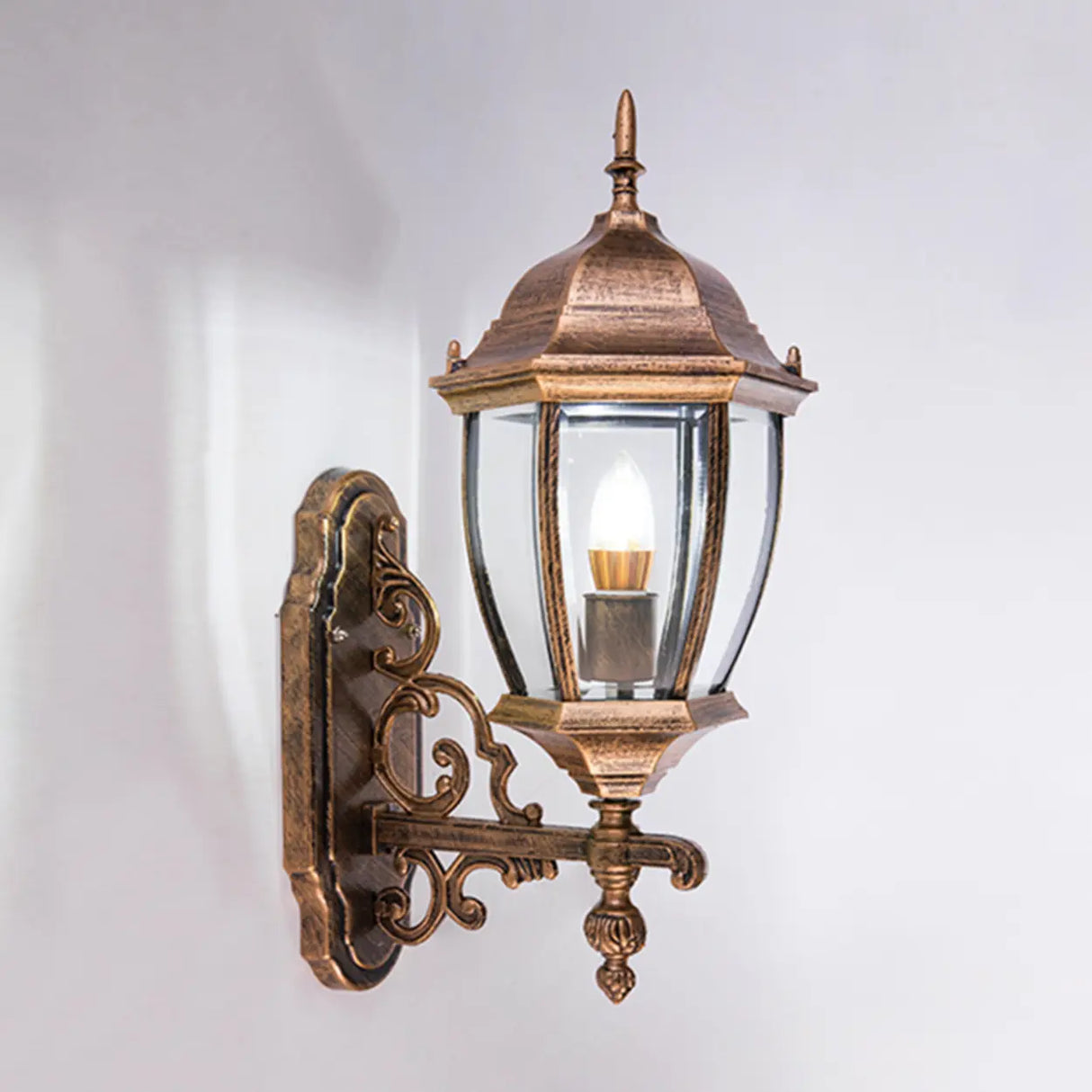 Vintage Waterproof Brass Exterior Wall Lantern Light Image - 9