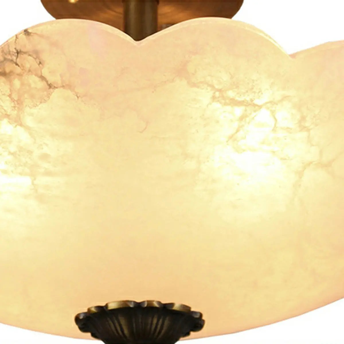 Vintage White Alabaster Floral Brass Bedroom Chandelier Image - 10