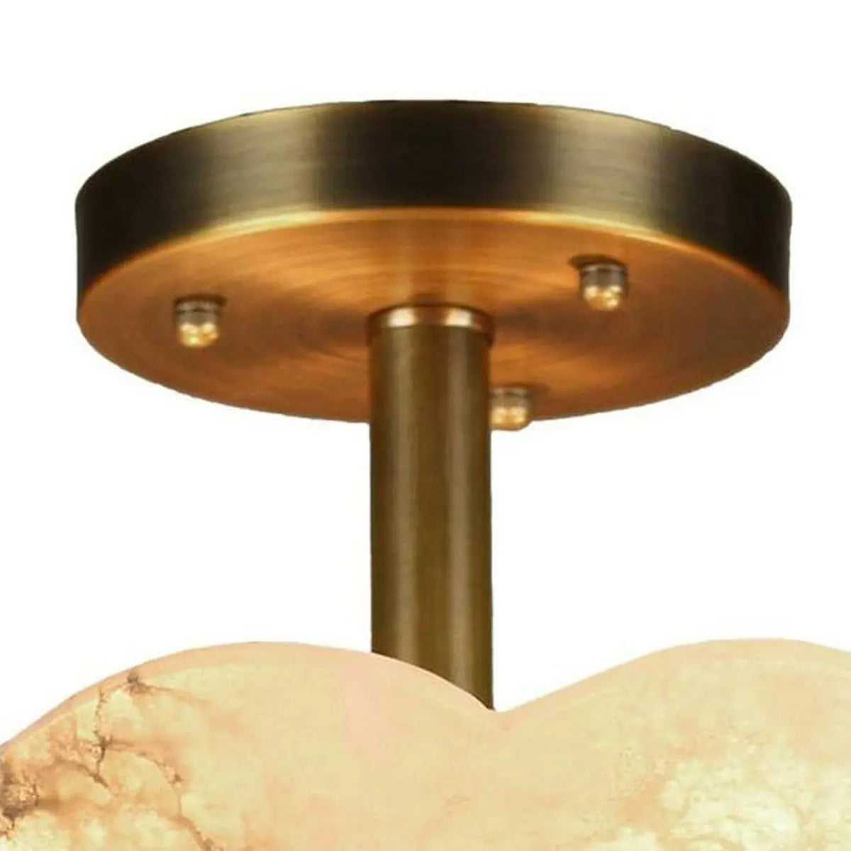 Vintage White Alabaster Floral Brass Bedroom Chandelier Image - 9