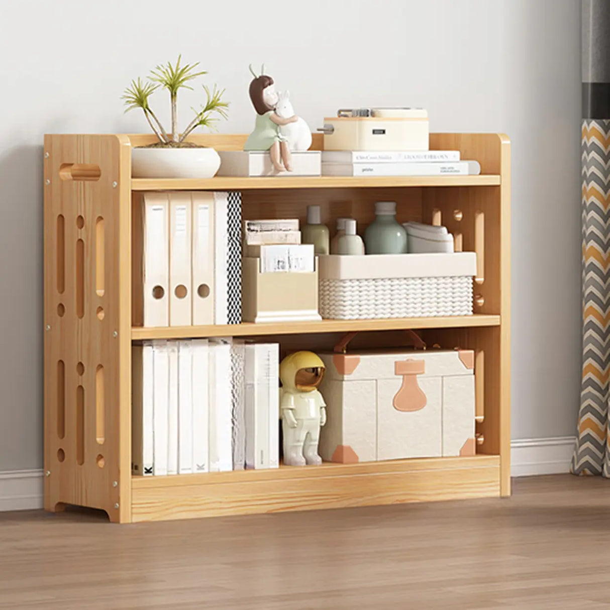 Vintage Wood Grain Vertical Shelf Organizer Bookcase Image - 28