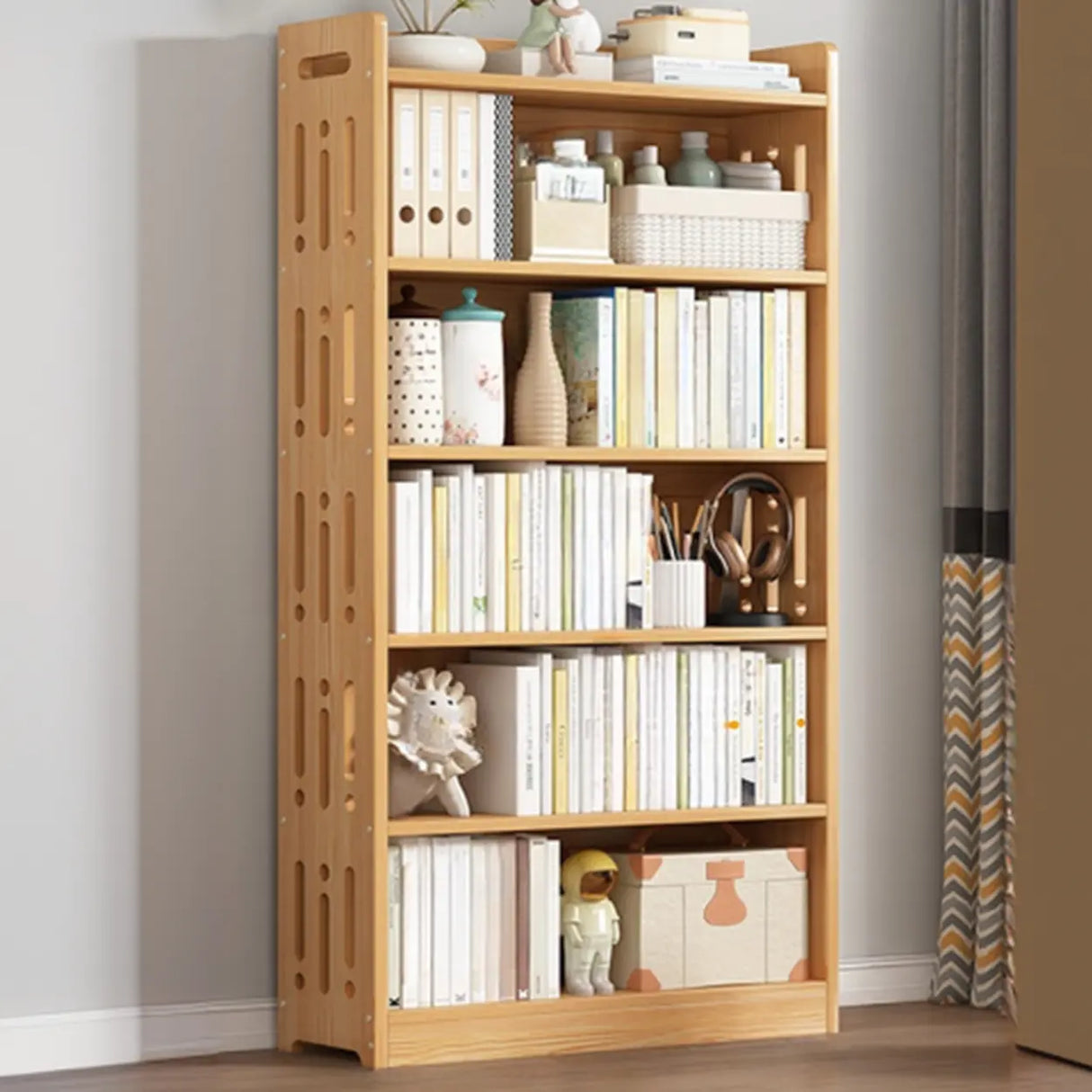 Vintage Wood Grain Vertical Shelf Organizer Bookcase Image - 31