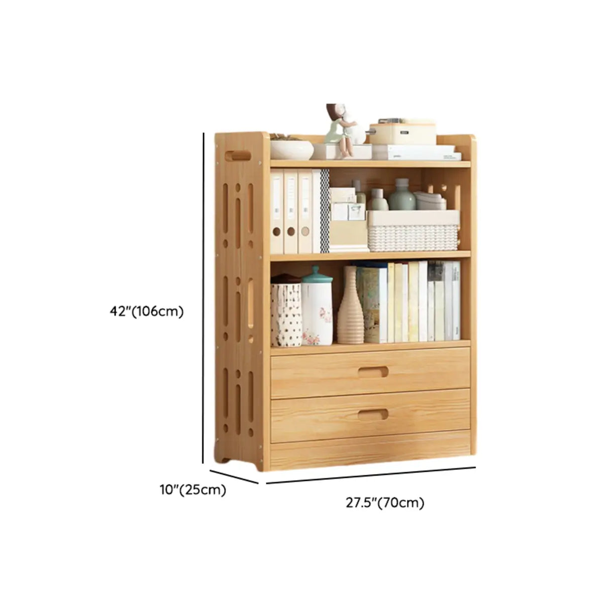 Vintage Wood Grain Vertical Shelf Organizer Bookcase Image - 36