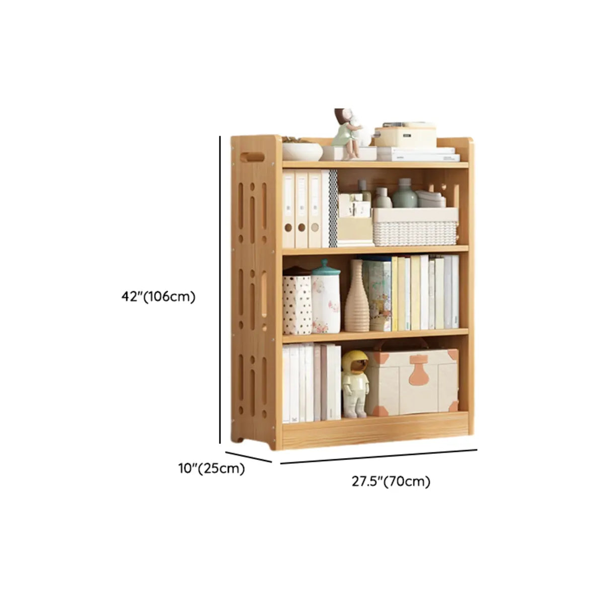 Vintage Wood Grain Vertical Shelf Organizer Bookcase Image - 37