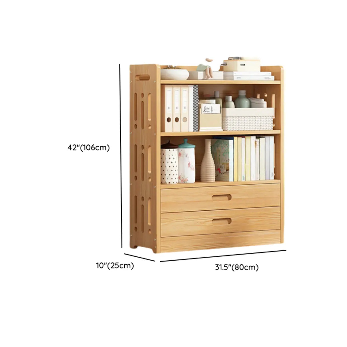 Vintage Wood Grain Vertical Shelf Organizer Bookcase Image - 38