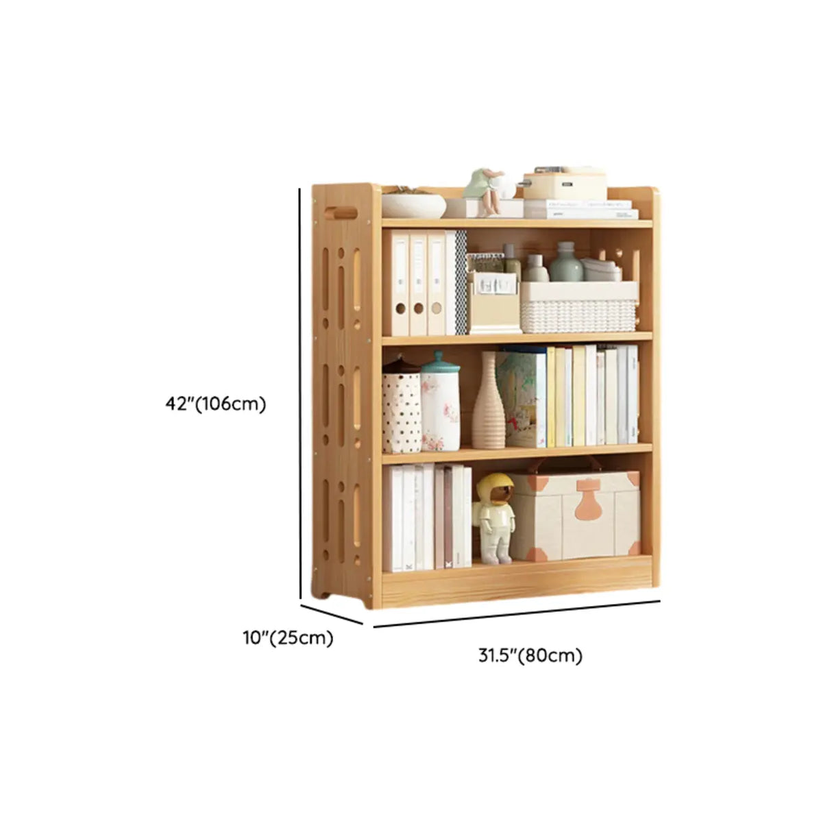 Vintage Wood Grain Vertical Shelf Organizer Bookcase Image - 39