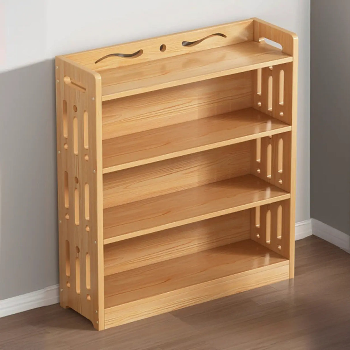 Vintage Wood Grain Vertical Shelf Organizer Bookcase Image - 4