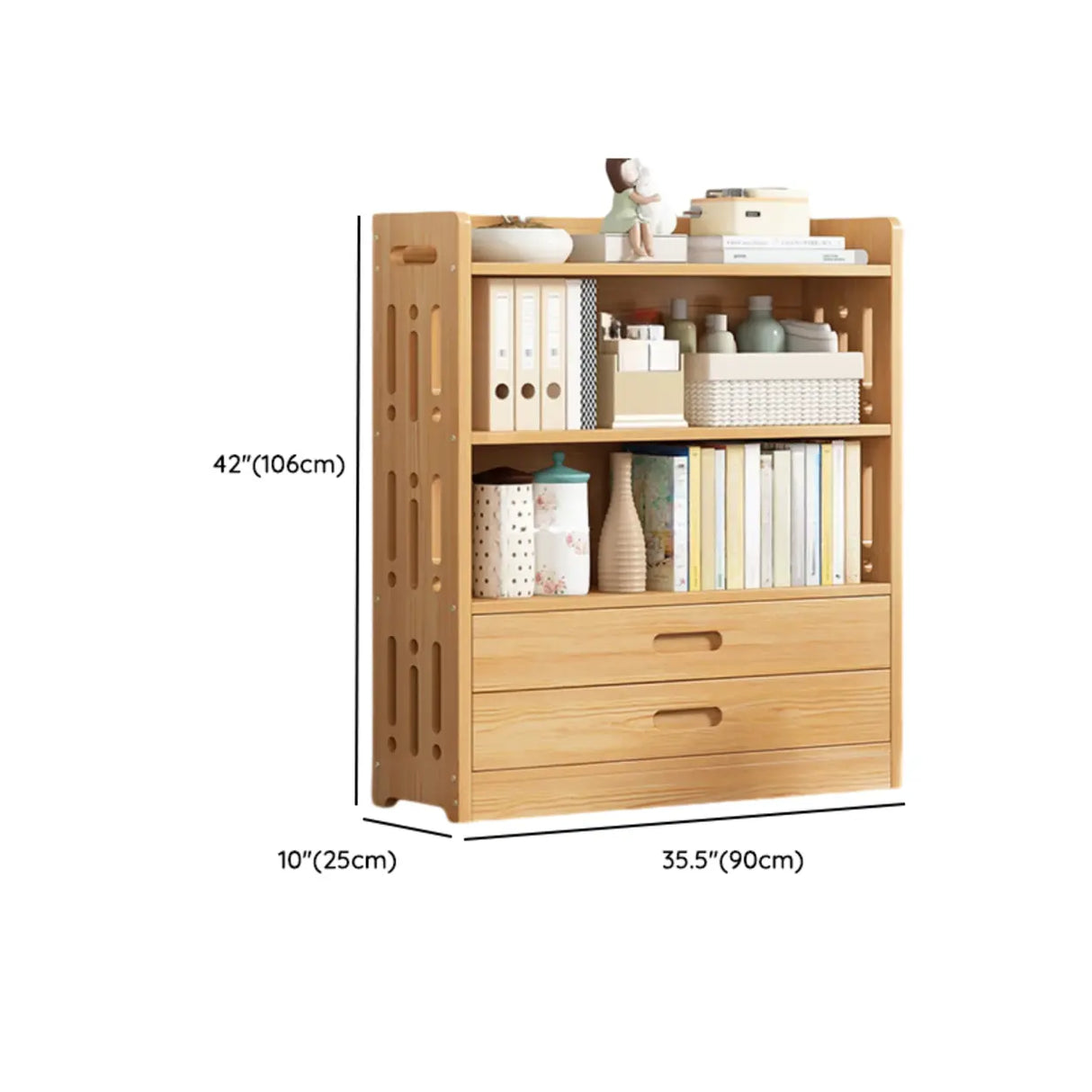 Vintage Wood Grain Vertical Shelf Organizer Bookcase Image - 40