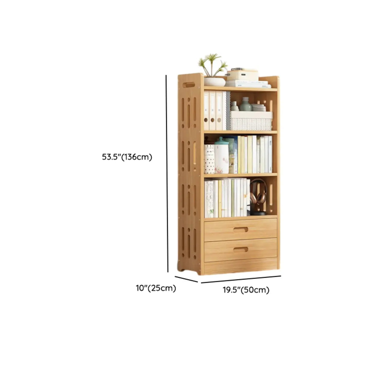 Vintage Wood Grain Vertical Shelf Organizer Bookcase Image - 42